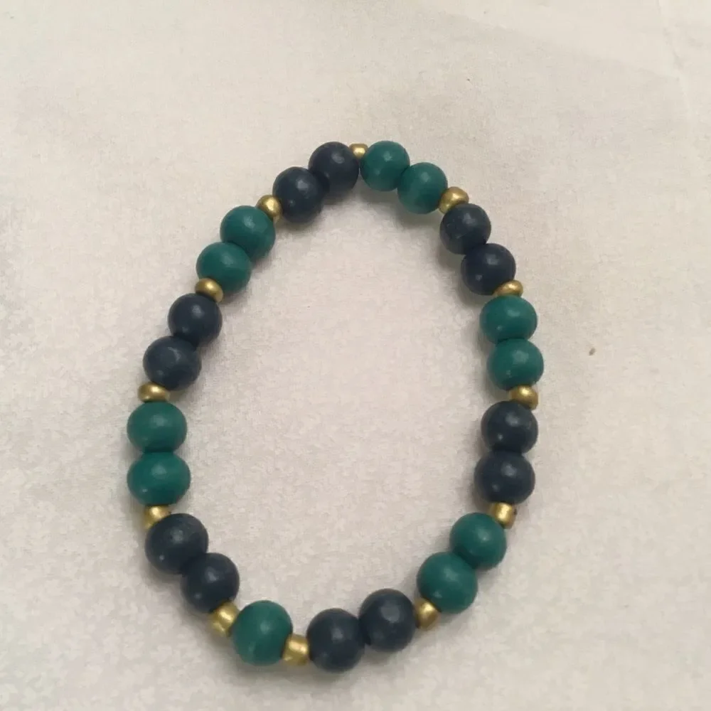 Two Shades of Blue Wooden Bracelet